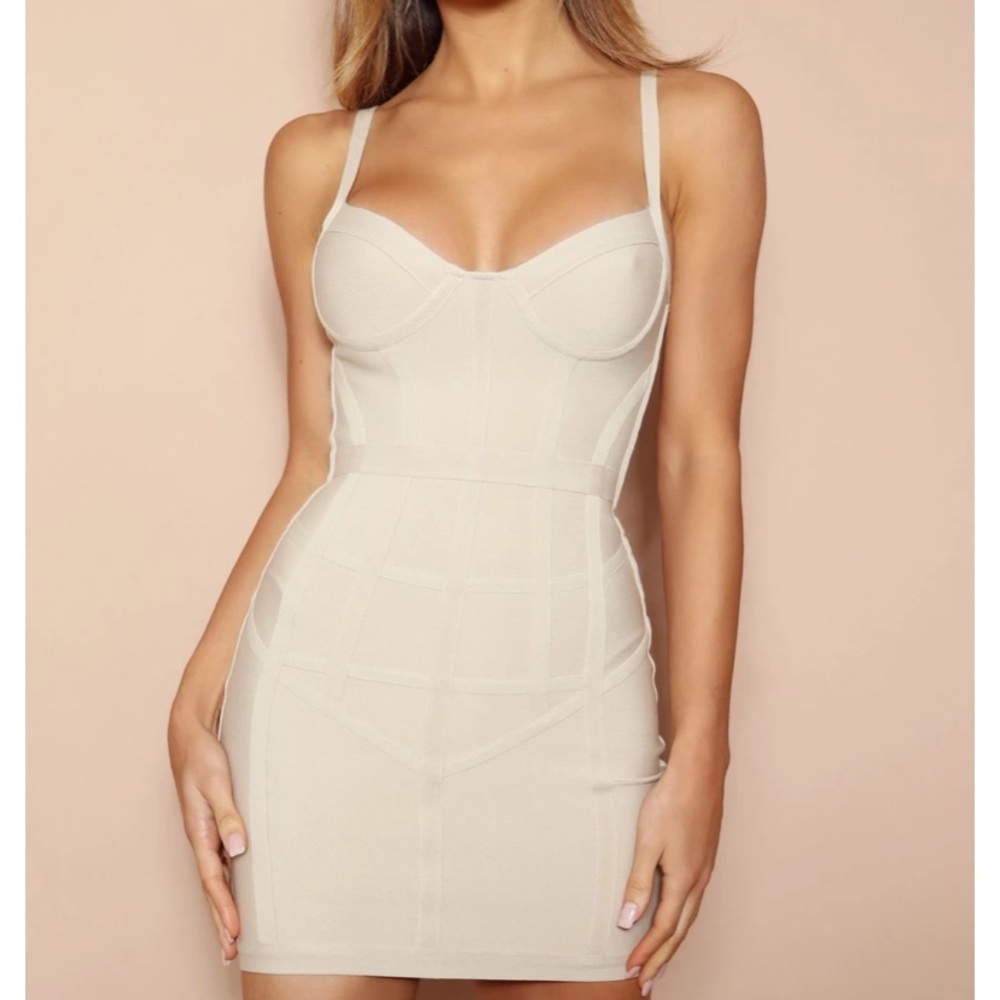 LemonLunar- The Maliya Beige Bandage Mini Dress